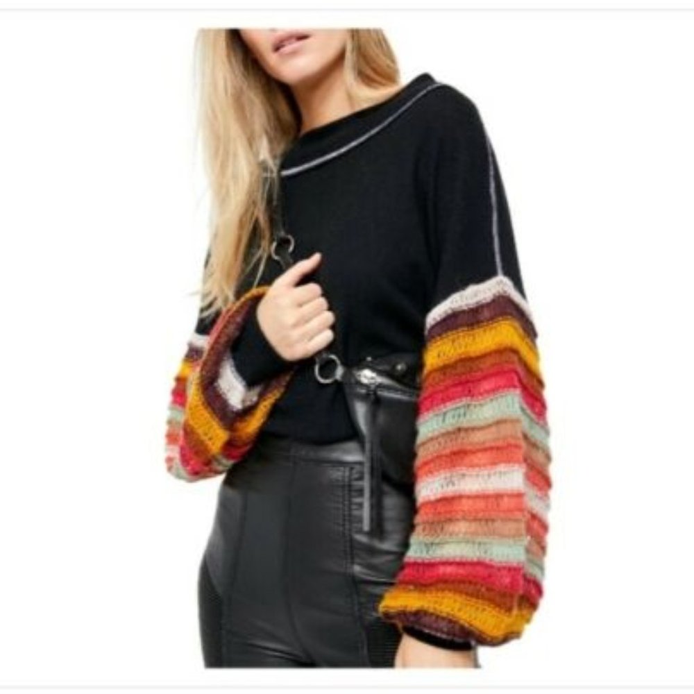 Free People Women's Cha Cha Black Swi Knit Sz M